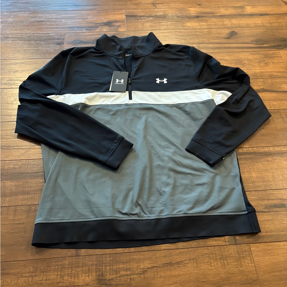 Under Armour Black and White Half-Zip Top